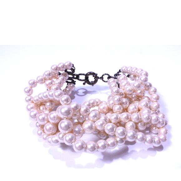 Neiman Marcus Lee Angel Women's Glass Pearl Messy Twisted Bracelet NWT 350